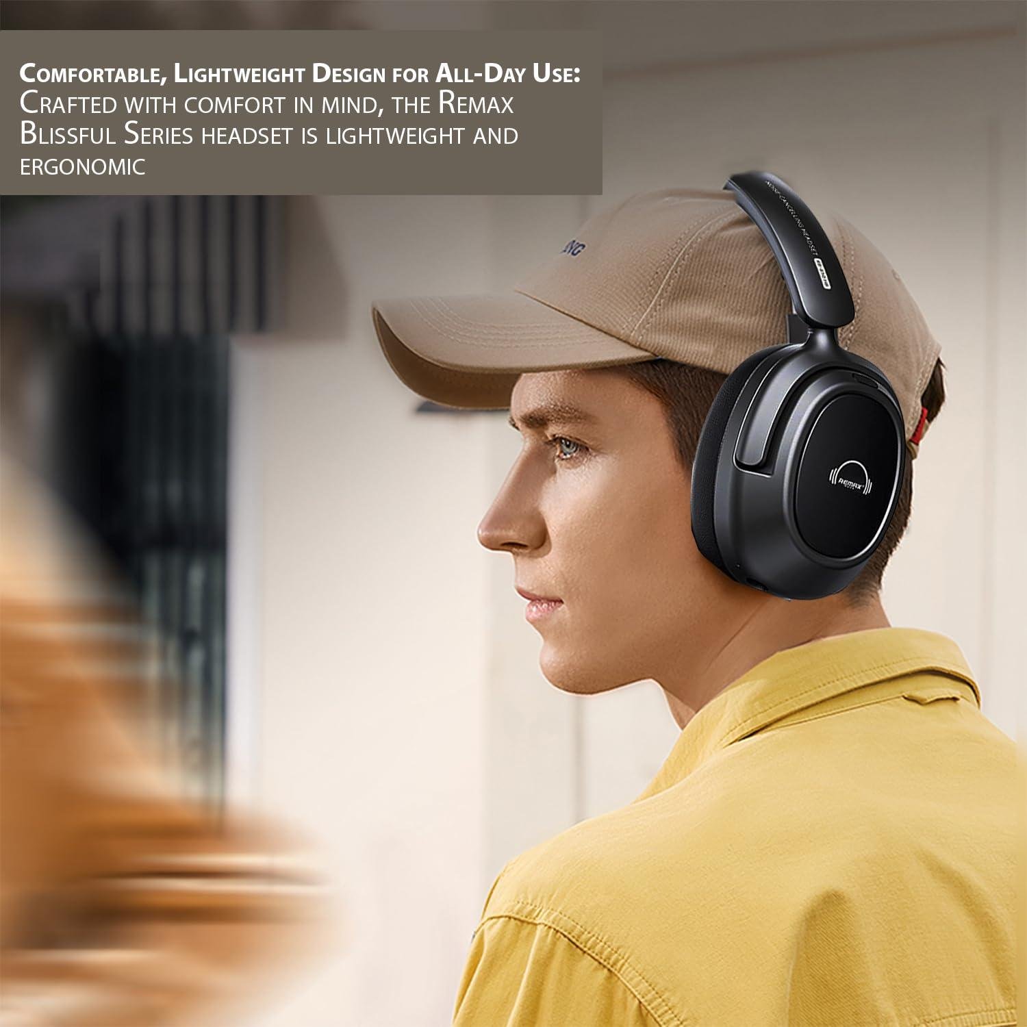 Remax Mena Headset Blissful Series Active Noise-Canceling Music, Dual-Mic, Wireless 5.3 for Quick Connection, Transmission Distance 10M,Charging Case Battery 1000mAh