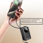 Remax Mena 20000mAh Power Bank Portable 35W with 2 Fast Charging Cables, Digital Display, 20K Ultra Long Battrey, Compact Size (Black)