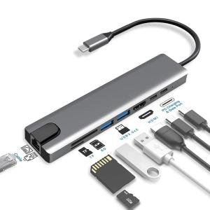Limitless Multi-Functional 8 in 1 Hub USB 3.1 Type C For 4K HDMI, PD Power Delivery, USB-C, Ethernet, 2 USB, SD/TF Card Reader Compatible with Mac Book Pro XPS and More Type C Devices