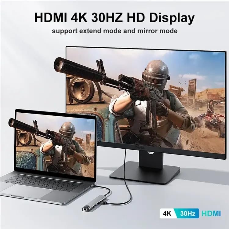 Limitless Multi-Functional 8 in 1 Hub USB 3.1 Type C For 4K HDMI, PD Power Delivery, USB-C, Ethernet, 2 USB, SD/TF Card Reader Compatible with Mac Book Pro XPS and More Type C Devices