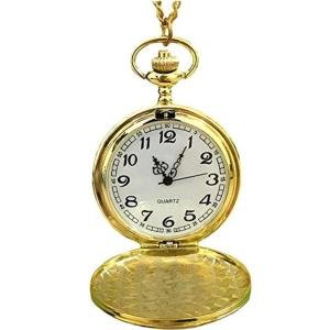 Limitless Bronze Geometric Pocket Watch Necklace - Precise Quartz Movement, Unique Anime One Piece Design, , With 31.5 Inch Chain (Gold)