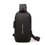 Limitless Men's Sling Shoulder Backpack USB Charging Sport Sling Anti-Theft Shoulder Bag, Waterproof Crossbody Bags Chest Daypack for Hiking Cycling Travelling Outdoor (Black)