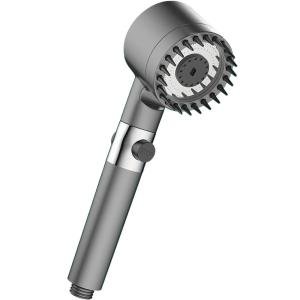 Limitless Head Massage Shower 3 Modes High-Pressure Water Saving Rain Shower Head Adjustable Water Pressure, One-Touch Water Stop Shower Limescale Filter, Black, 25cm