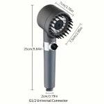 Limitless Head Massage Shower 3 Modes High-Pressure Water Saving Rain Shower Head Adjustable Water Pressure, One-Touch Water Stop Shower Limescale Filter, Black, 25cm