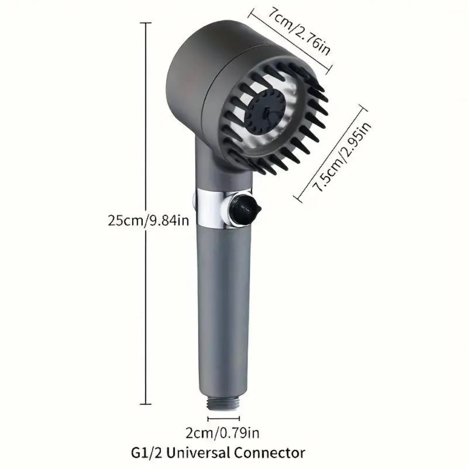 Limitless Head Massage Shower 3 Modes High-Pressure Water Saving Rain Shower Head Adjustable Water Pressure, One-Touch Water Stop Shower Limescale Filter, Black, 25cm