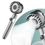 Limitless Head Massage Shower 3 Modes High-Pressure Water Saving Rain Shower Head Adjustable Water Pressure, One-Touch Water Stop Shower Limescale Filter, Black, 25cm