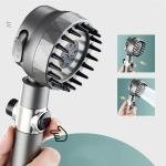 Limitless Head Massage Shower 3 Modes High-Pressure Water Saving Rain Shower Head Adjustable Water Pressure, One-Touch Water Stop Shower Limescale Filter, Black, 25cm