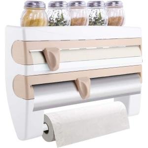 Limitless Foil Paper Dispenser and Cutter, Towel Holder, Spice Rack, ABS Plastic, Easy Installation with Screws or 3M Adhesive, Tissue Roll Holder, Cling Film Cutter, Kitchen Organizer Set