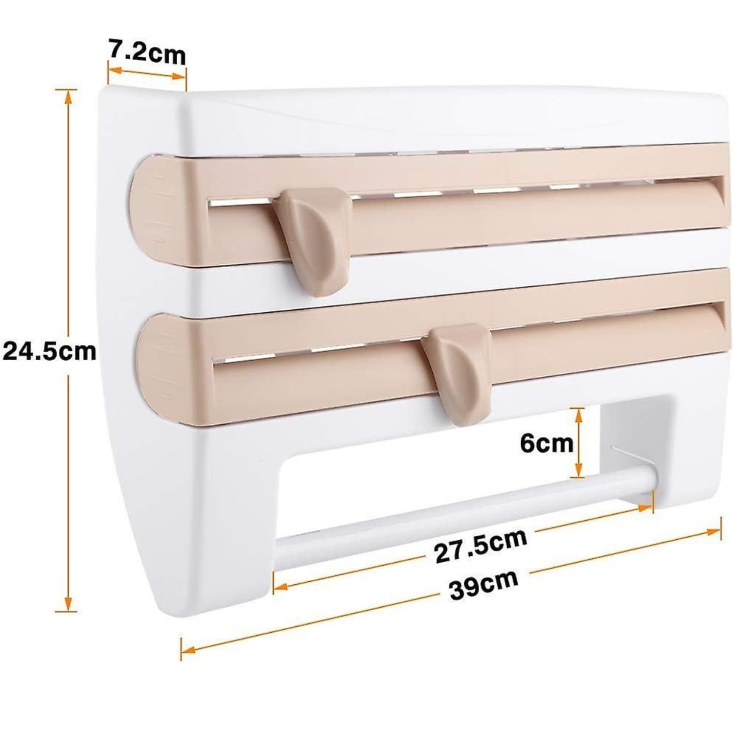 Limitless Foil Paper Dispenser and Cutter, Towel Holder, Spice Rack, ABS Plastic, Easy Installation with Screws or 3M Adhesive, Tissue Roll Holder, Cling Film Cutter, Kitchen Organizer Set