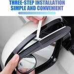 Limitless Car Blind Spot Rearview Mirror 2 PCS, Adjustable Expanded, Carbon Fiber, Rain Eyebrow Reflective Protection Shield, Black