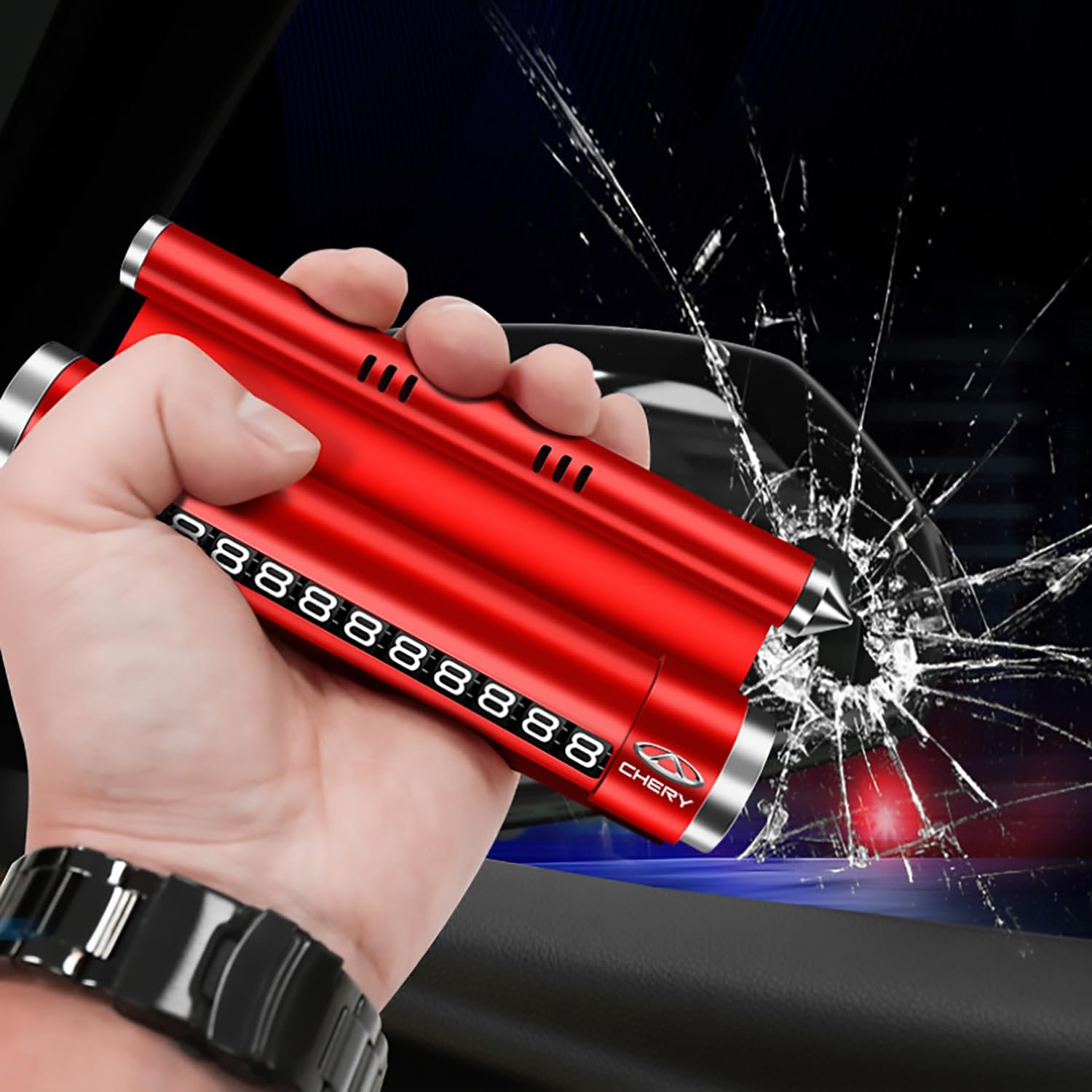 Limitless Multifunction Safety Hammer Car Temporary Parking Phone Number Plate Metal Car Phone Holder with Safety Tool