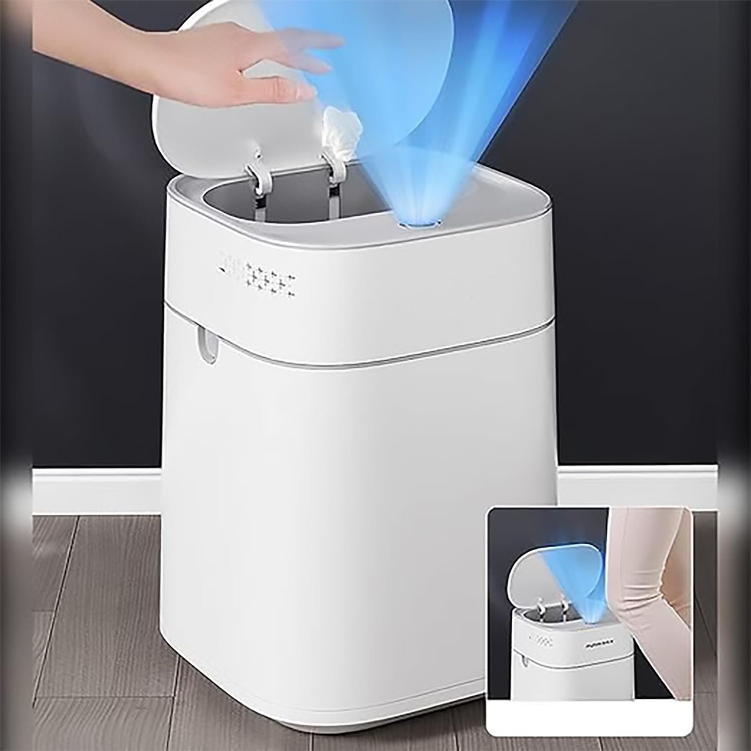 Limitless Automatic Adsorption Electronic Waste Bin, Smart Sensor, White Trash Bin, Touchless, Bathroom, Kitchen, Bedroom, 14L