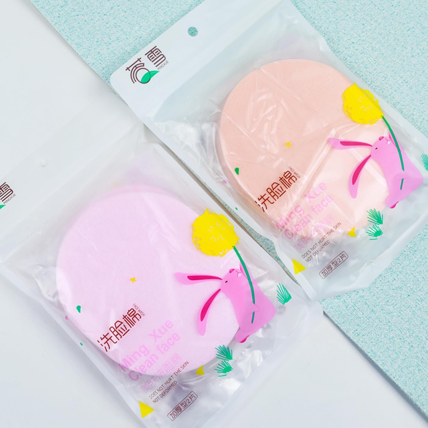 2PC Face Wash Puff, Oil-Absorbing Sponge Cleansing Exfoliating Makeup Removal Orange