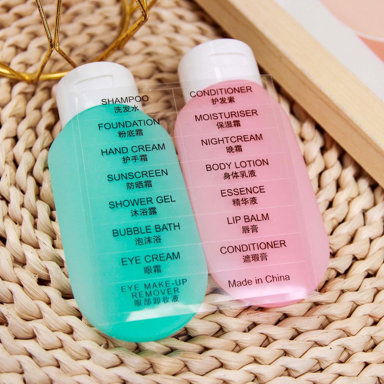 Limitless 2PC Travel Bottles, Travel Shampoo and Conditioner Bottles Leak Proof Travel Size container for Toiletries, Plastic Squeezable for Shampoo Conditioner Lotion (Pink)