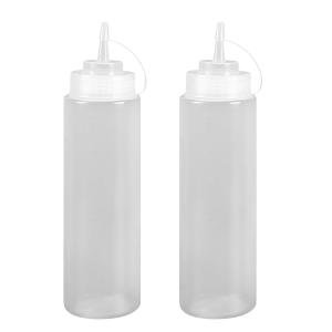 White Squeeze Condiment Bottles with Cap Lids for Sauce, BBQ, Oil, 200ml (2 Pack) ups
