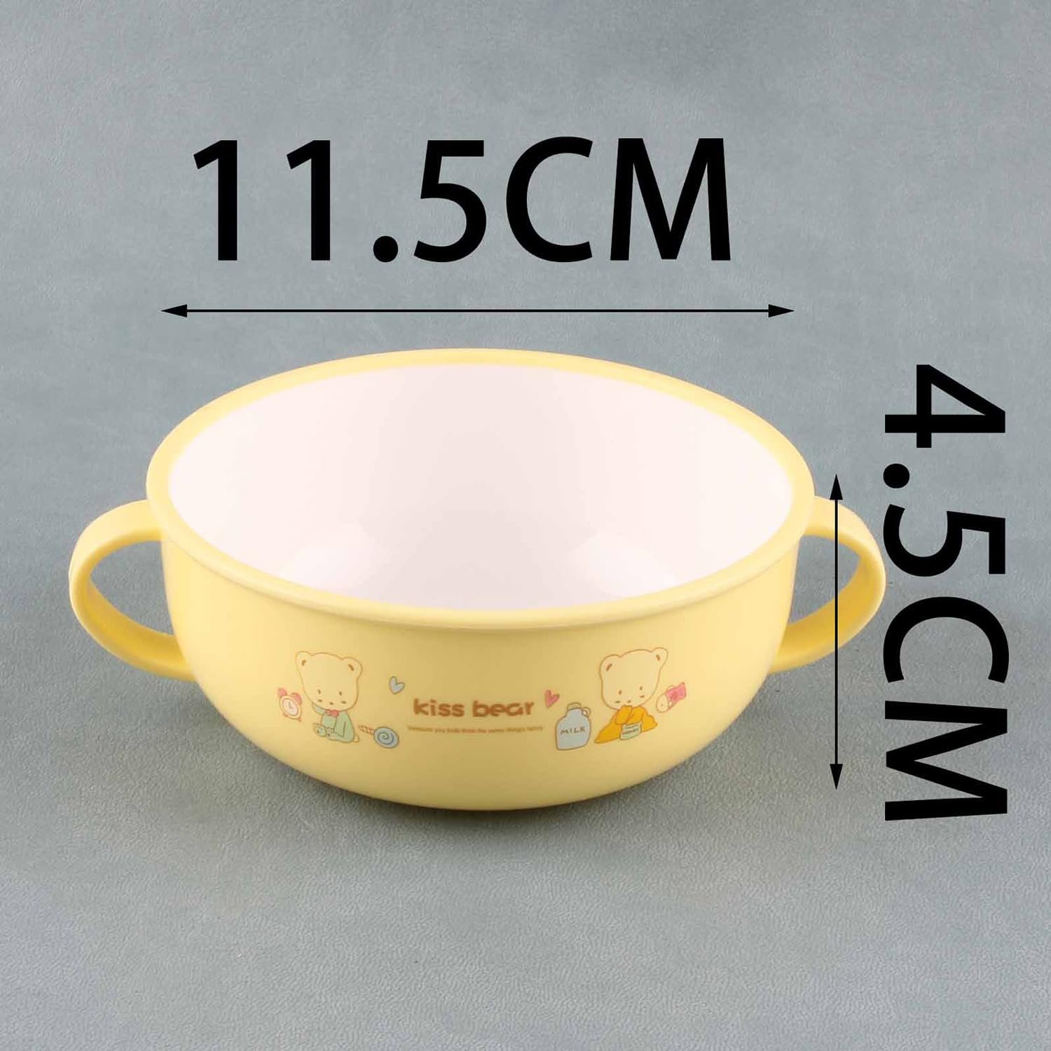 Limitless Double-Handled Children's Bowl Cute Cream Lucky sticker Bowl Home Cartoon Ceramic High Beauty Bowls Dishes Rice Bowls Double Ear Salad Bowls (Blue-2pack)