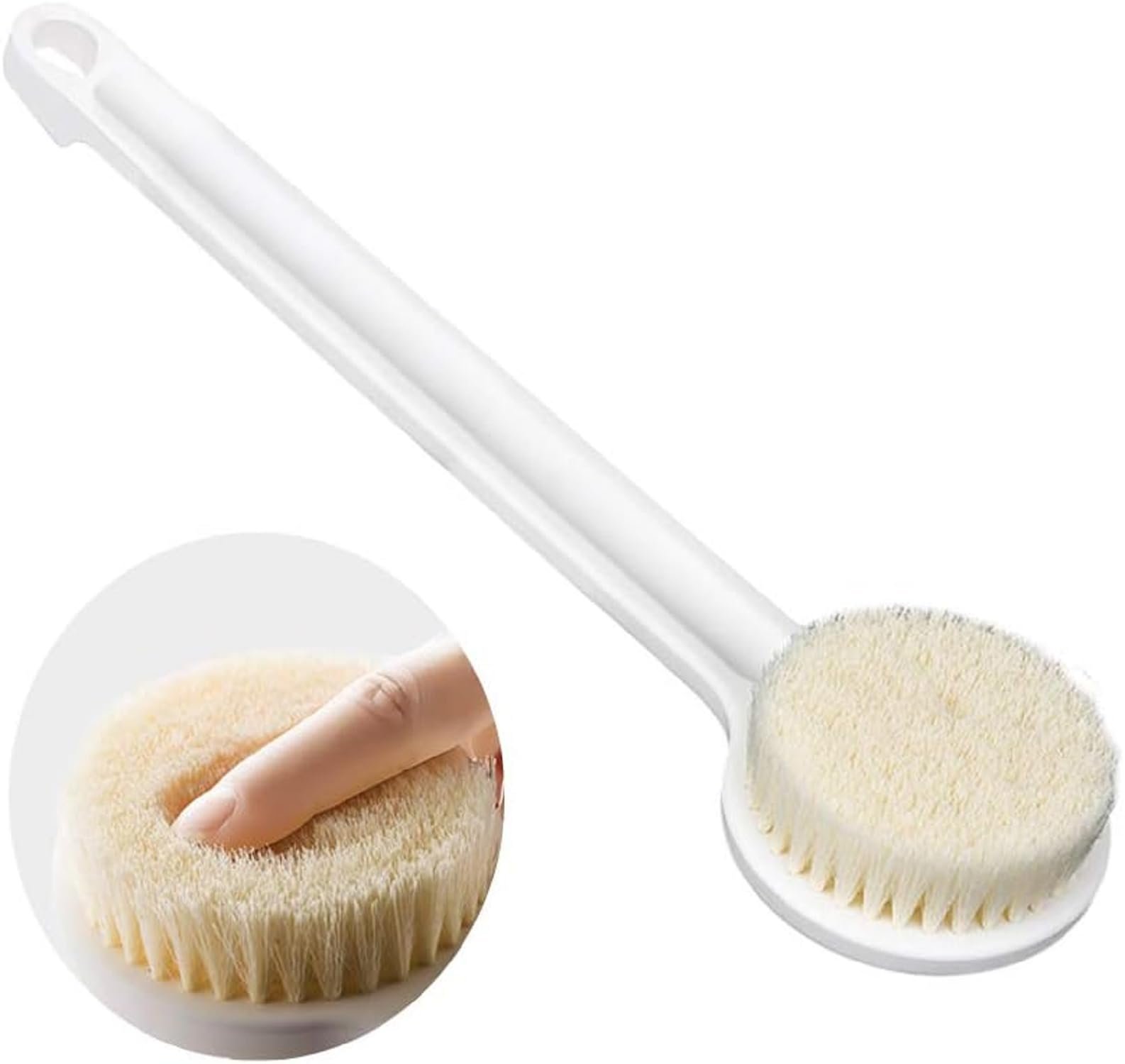 Limitless Long Handle Bath Brush Portable Bath Big Round Massage Brush Soft Hair Bath Brush Soft Hair, Back rubbing Brush, Body rubbing Artifact, Back rubbing Brush (White)