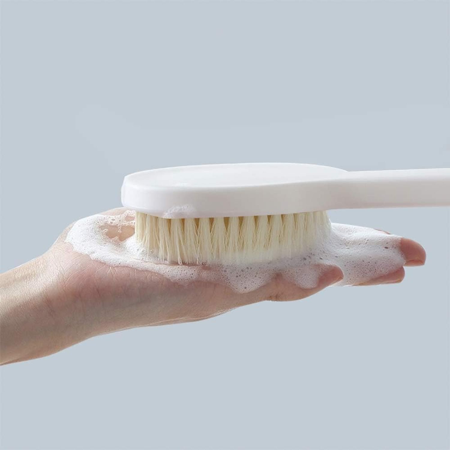 Limitless Long Handle Bath Brush Portable Bath Big Round Massage Brush Soft Hair Bath Brush Soft Hair, Back rubbing Brush, Body rubbing Artifact, Back rubbing Brush (White)