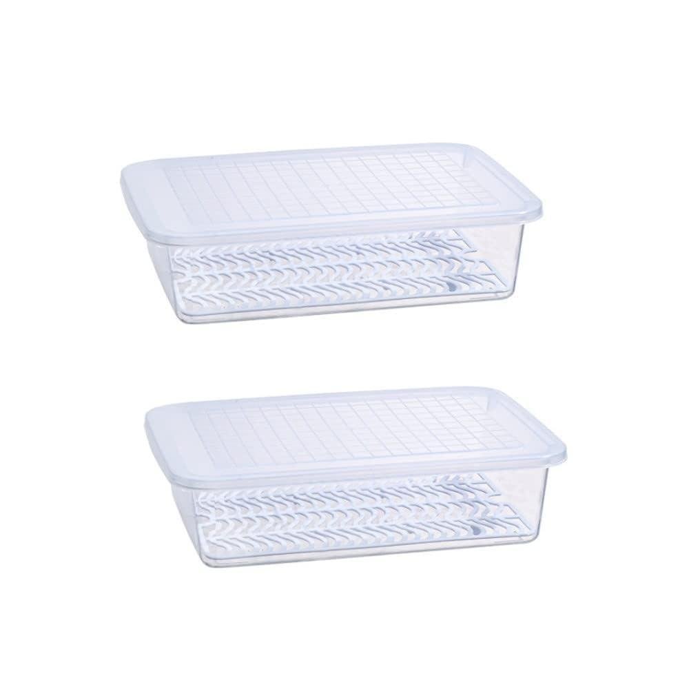 2PC Stackable Food Storage Boxes with Lid BPA-Free Ideal for Fruits Veggies Leftovers