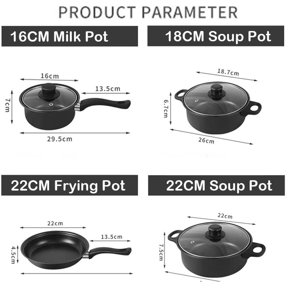 Limitless 13-Piece Scratch-Resistant Cast Iron Non-Stick Kitchen Cookware Set with Tempered Glass Lids, Heat-Resistant Handles, and Multi-Hob Compatibility