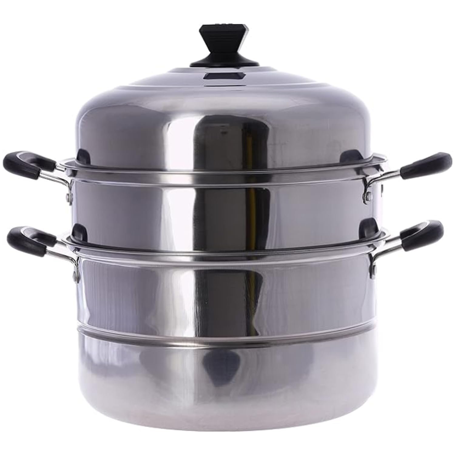 3-Layer Stainless Steel Steamer Pot 30cm,900ml Includes Cooking Pot, Steamer Set for All Cooking Surfaces