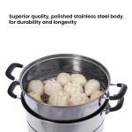 3-Layer Stainless Steel Steamer Pot 30cm,900ml Includes Cooking Pot, Steamer Set for All Cooking Surfaces