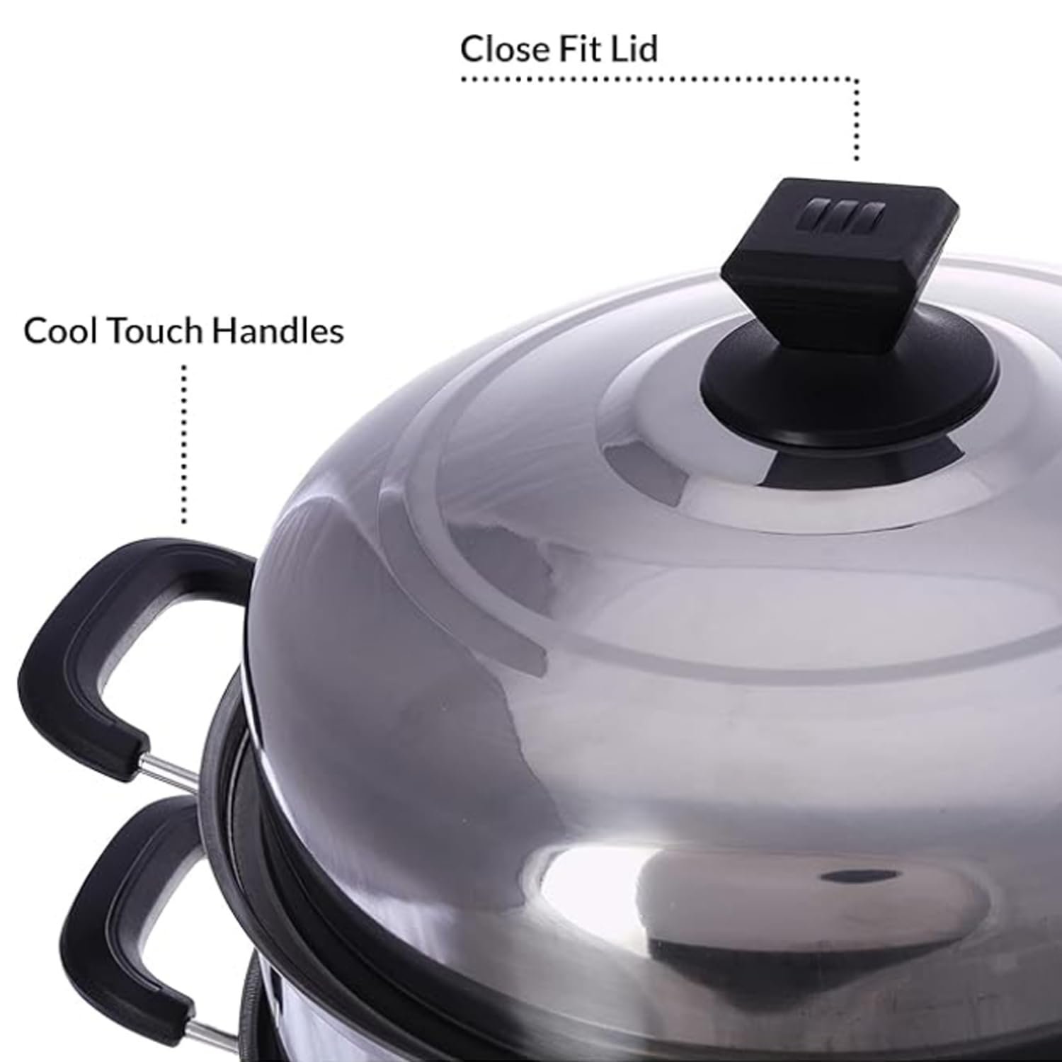 3-Layer Stainless Steel Steamer Pot 30cm,900ml Includes Cooking Pot, Steamer Set for All Cooking Surfaces