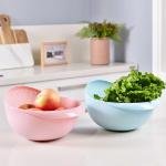 Limitless 2PC Rice Washer Strainer Colander for Cleaning Vegetable, Fruit, Pasta, Steamer Basket, Effortless Rice Washing Colander & Drain Basket with Handles, White & Blue