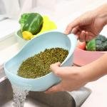 Limitless 2PC Rice Washer Strainer Colander for Cleaning Vegetable, Fruit, Pasta, Steamer Basket, Effortless Rice Washing Colander & Drain Basket with Handles, White & Blue
