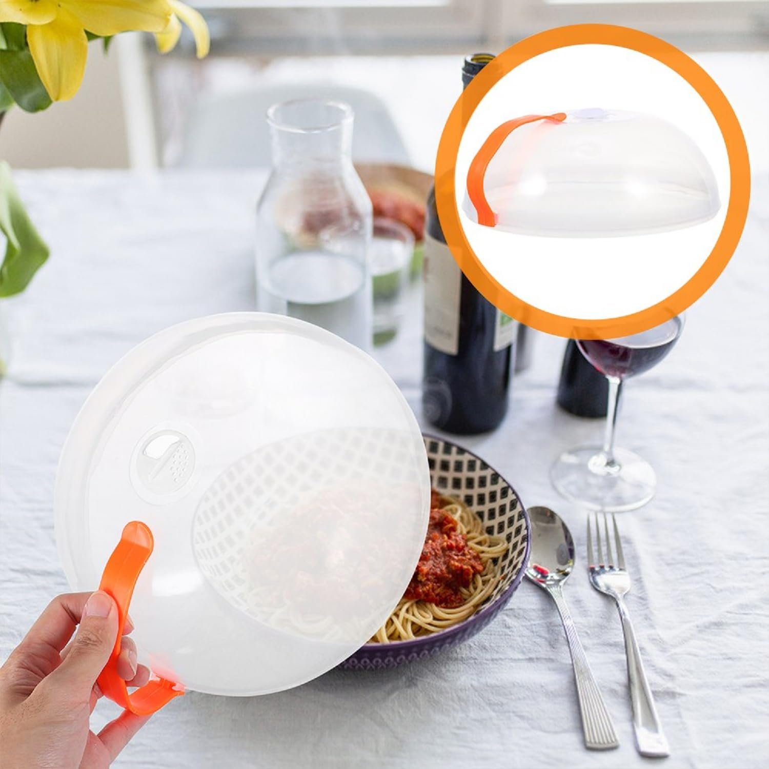 Limitless 1PC Microwave Plate Cover Anti-Splatter Microwave Food Covers with Handle and Steam Vent Holes, House Essentials for New Home Gifts, Food-Grade PP Material