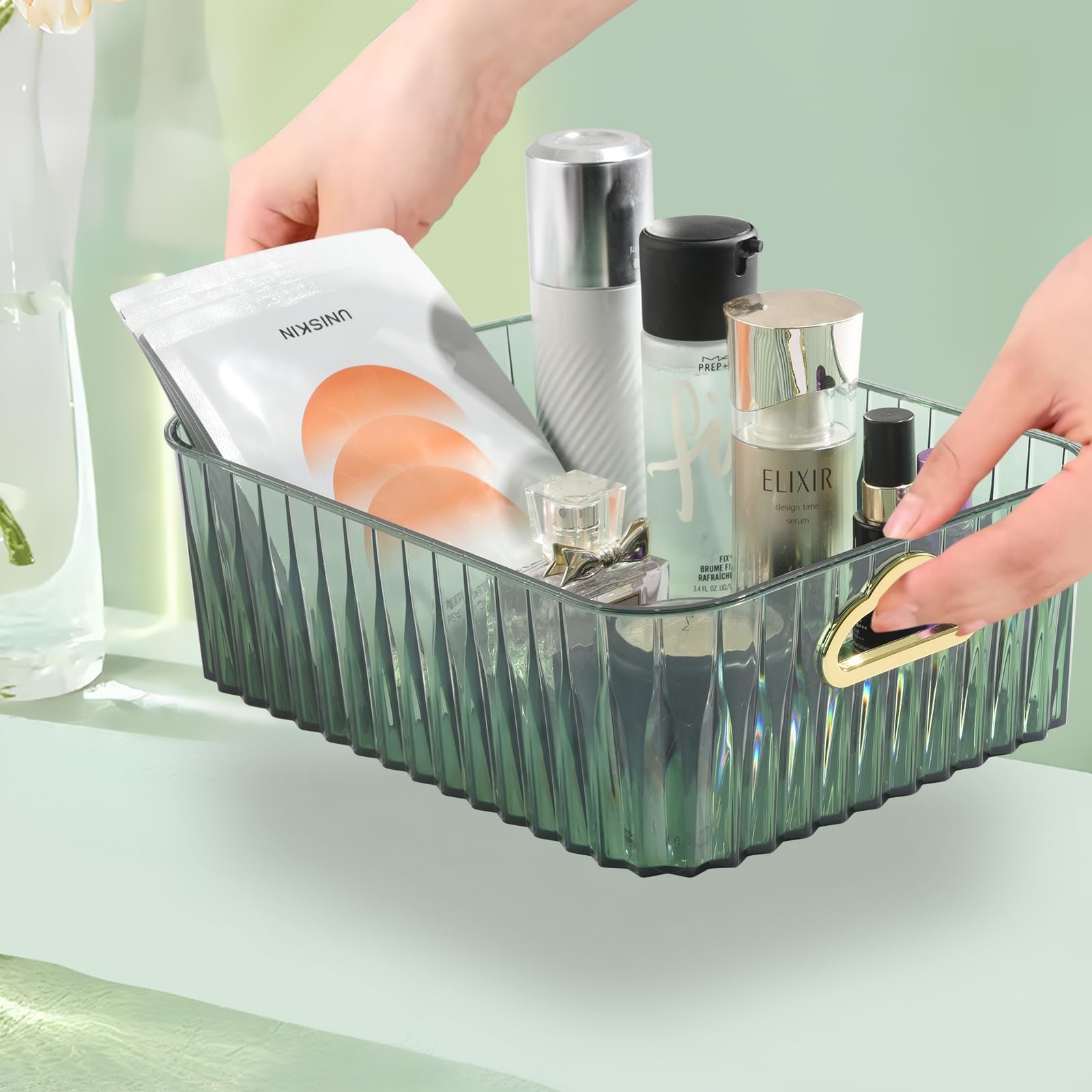 Makeup Organizer with Handles, Spacious Design for Skincare & Perfume, Stylish Touch