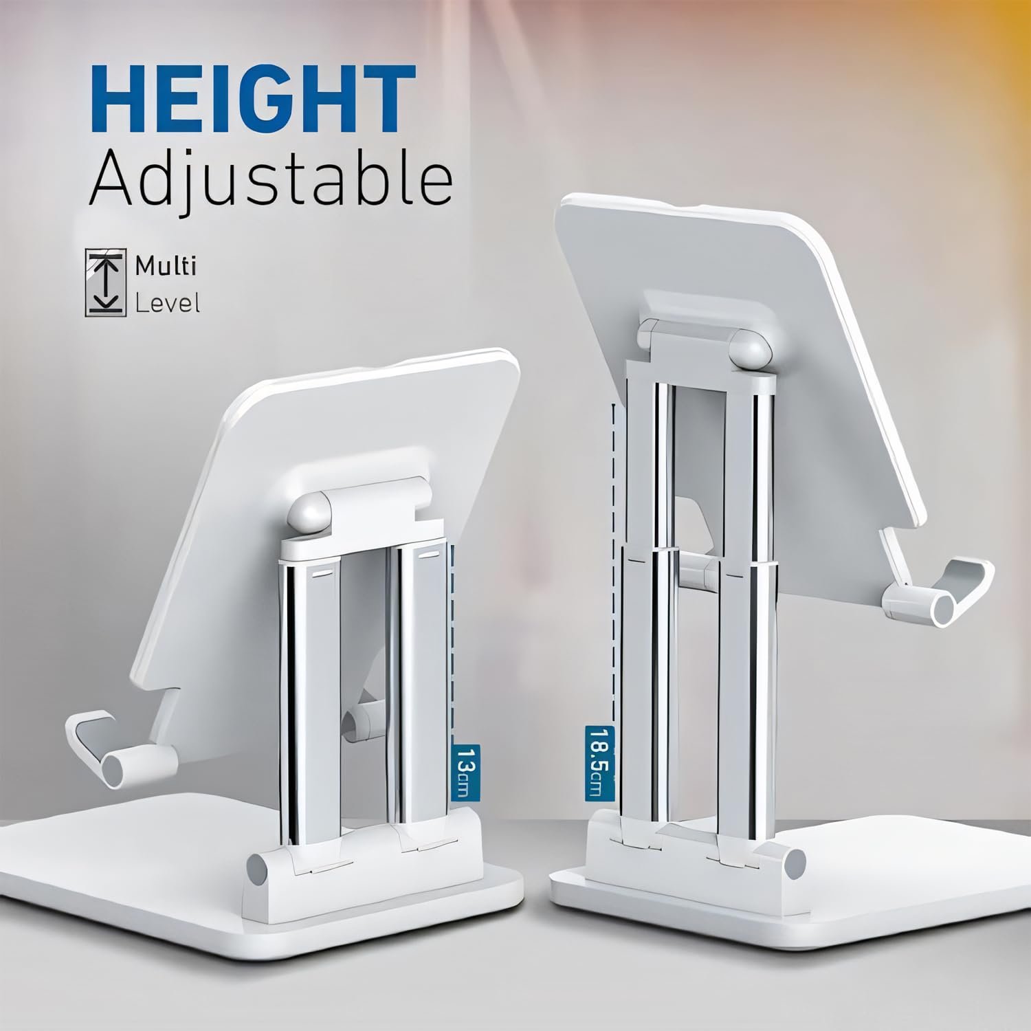 Limitless Tablet Stand Bracket Desktop Phone Holder Double Aluminum Tube Adjustable Folding Anti-Slip Base and Foldable Design for iPad, iPad Pro, Tablet, Smartphones, Pad View