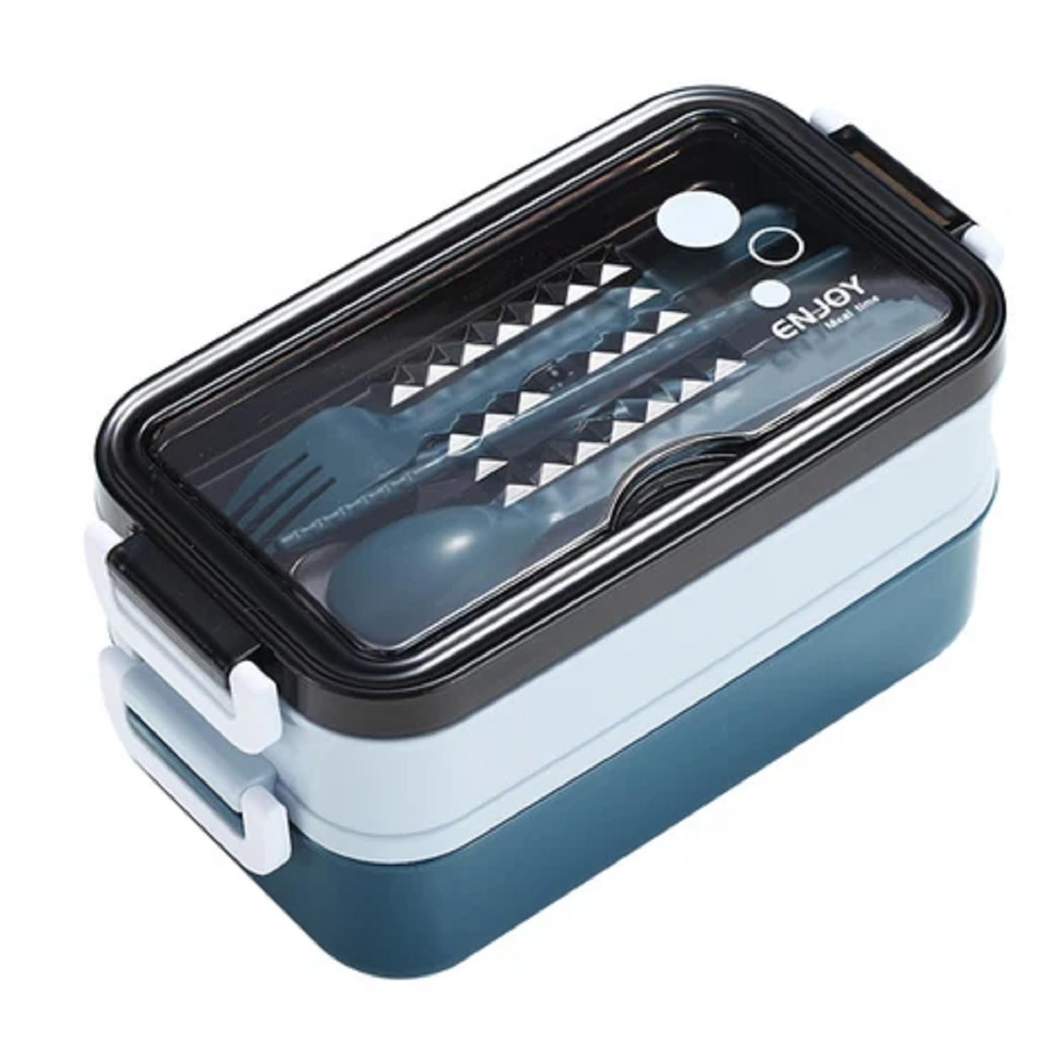 Limitless Lunch Box 1050ml with Sticks, Fork and Spoon,3 Compartments, For Outdoor