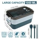 Limitless Lunch Box 1050ml with Sticks, Fork and Spoon,3 Compartments, For Outdoor