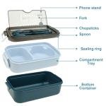 Limitless Lunch Box 1050ml with Sticks, Fork and Spoon,3 Compartments, For Outdoor