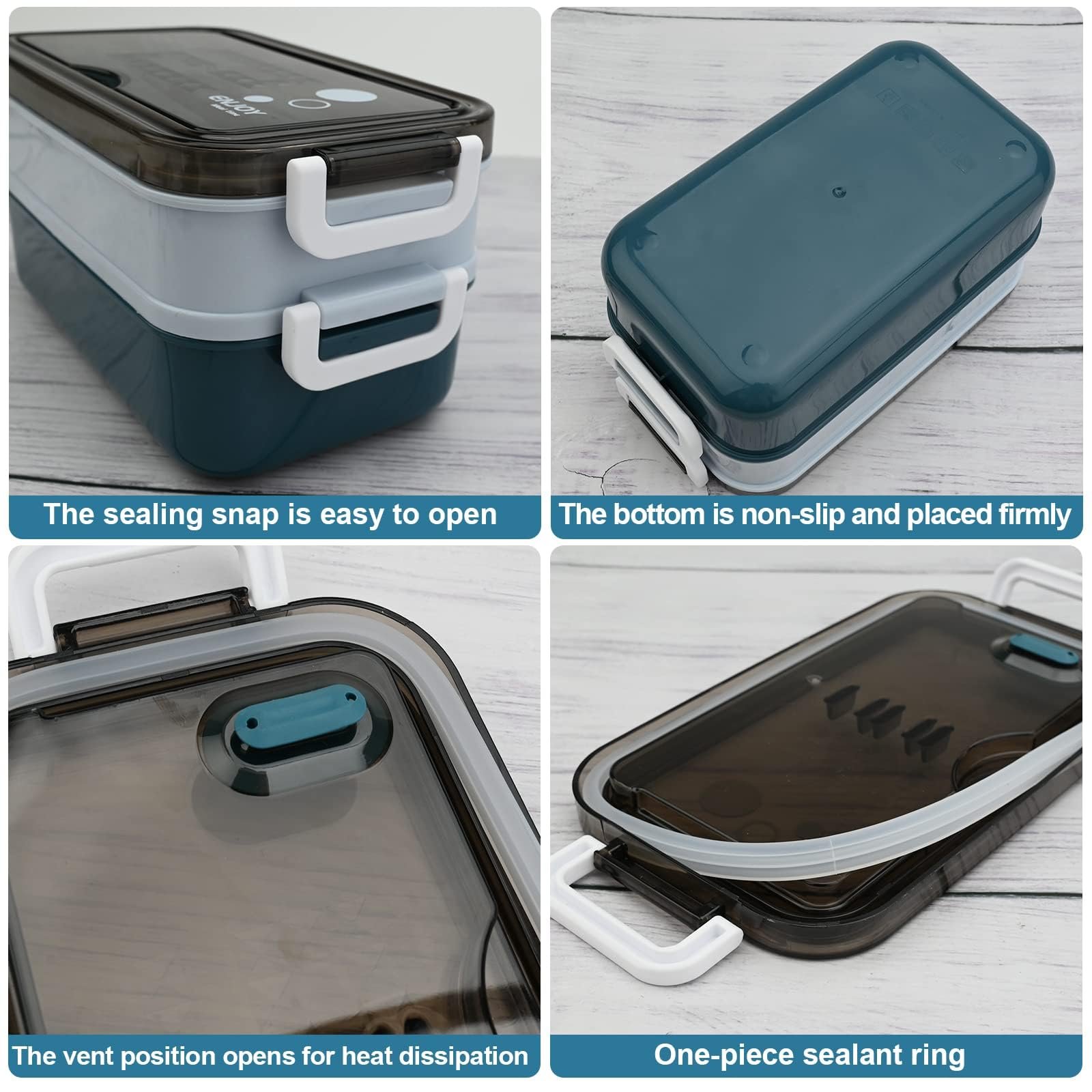 Limitless Lunch Box 1050ml with Sticks, Fork and Spoon,3 Compartments, For Outdoor