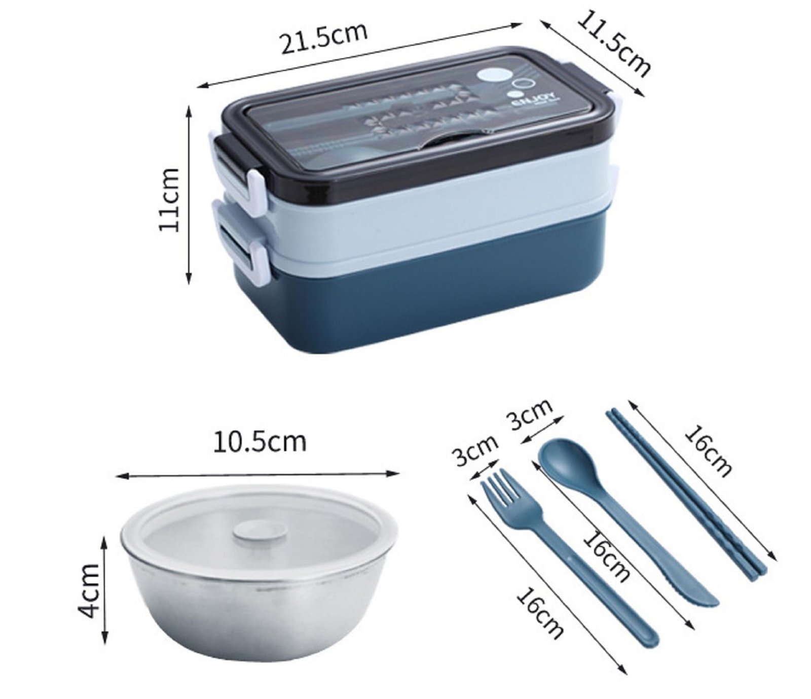 Limitless Lunch Box 1050ml with Sticks, Fork and Spoon,3 Compartments, For Outdoor