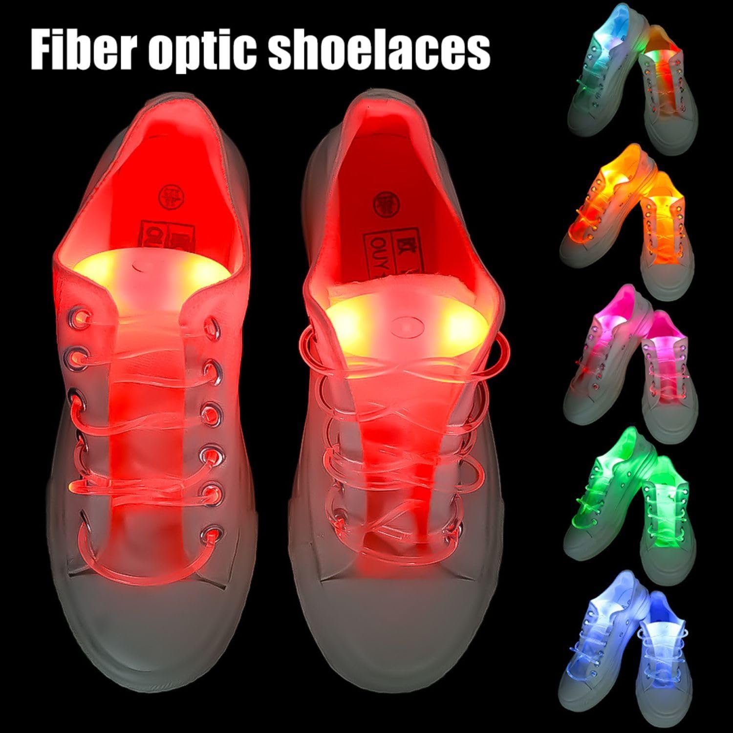 Colorful LED Flash Light-Up Shoelaces for Party Disco, 7 Color Modes, Glow Strap