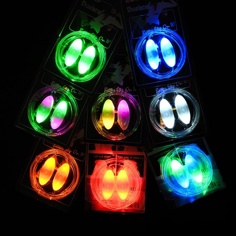 Colorful LED Flash Light-Up Shoelaces for Party Disco, 7 Color Modes, Glow Strap