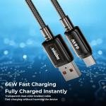 66W Fast Charging Dual-Color Braided Cable, Copper Core, 120cm Length, 480MB/s Rate