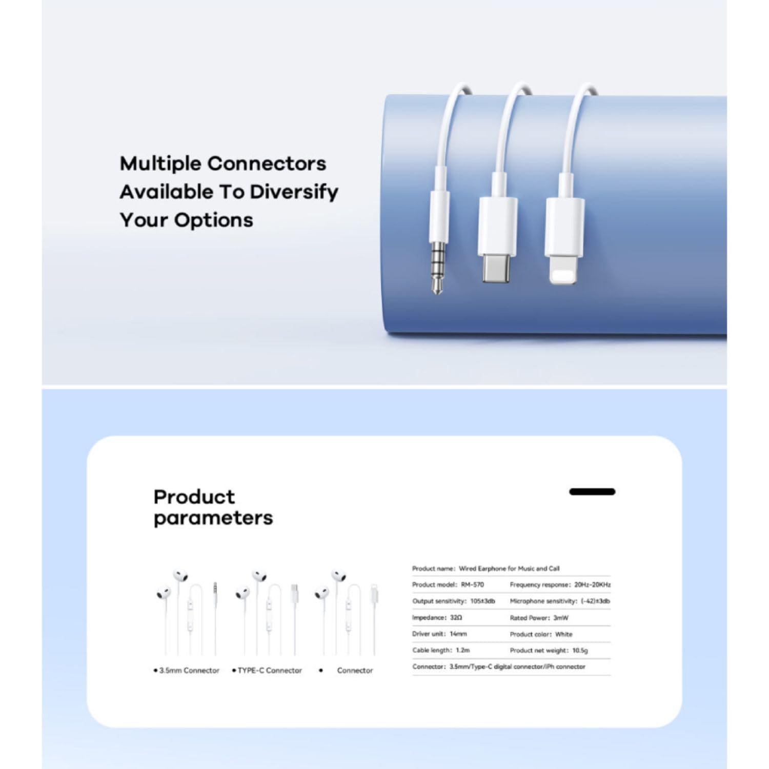 Remax Mena Type C Wired Earphone With Mic Music And Call Headphone, Semi-in-Ear Design, Fits Comfortably and Securely in Ear, Durable and Long-Lasting Material, White