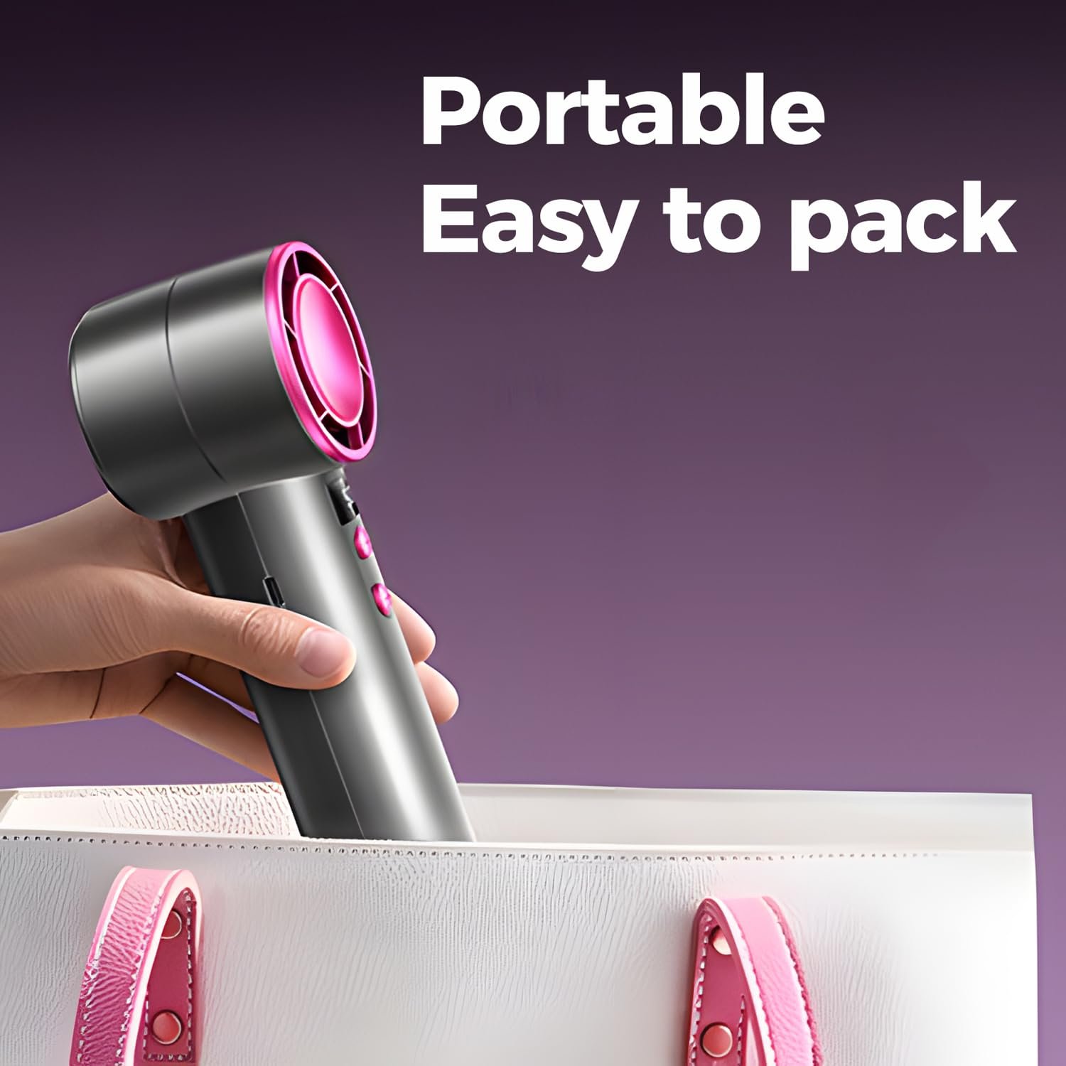 Remax Mena Handheld Fan High-speed100-Gear Stepless, Digital Display, USB Type-C Rechargable, Usage Time 3-15 hours, 13000 r/min High Motor Power, Large Battery Capacity 4000mAh