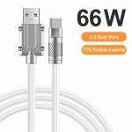 Remax Mena 66W Data Cable (A-C) Flash Charging with Light, Elastic Rubber Maerial, All-Compatible Upgraded Zinc Alloy Braided, Bending Resistant, Thickened Core, Anti Broken, Long Battery Life