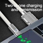 Remax Mena 66W Data Cable (A-C) Flash Charging with Light, Elastic Rubber Maerial, All-Compatible Upgraded Zinc Alloy Braided, Bending Resistant, Thickened Core, Anti Broken, Long Battery Life