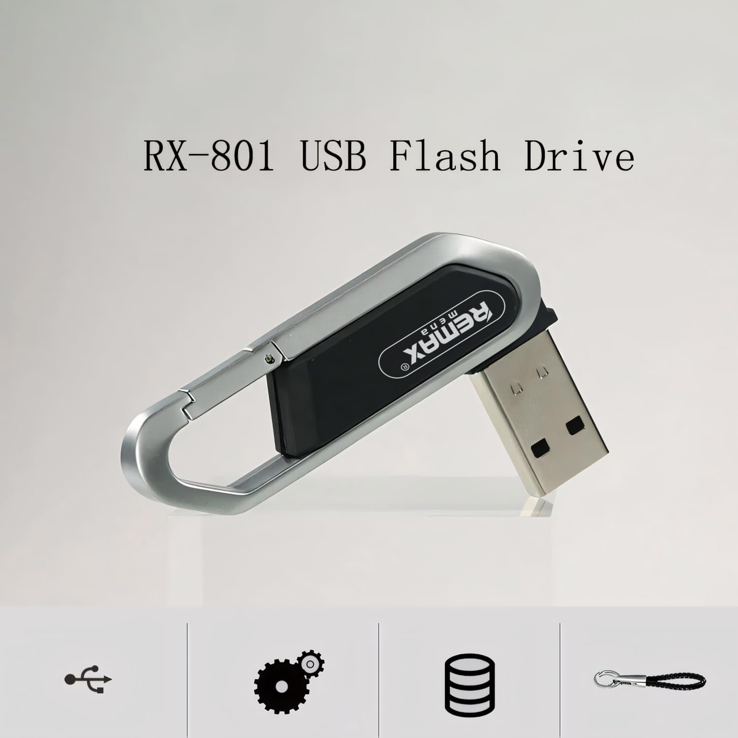 Remax Mena Key Chain High Speed USB 2.0 Flash Drive, Metal Material with Lanyard, 32GB Black