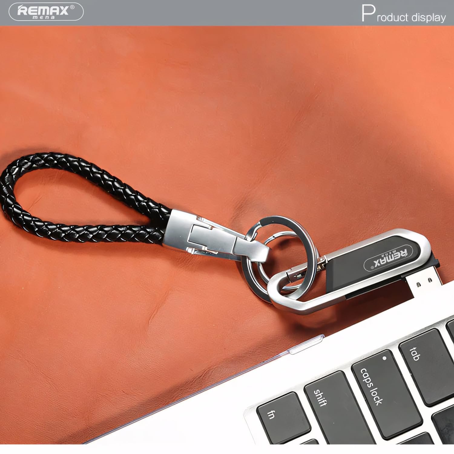 Remax Mena Key Chain High Speed USB 2.0 Flash Drive, Metal Material with Lanyard, 32GB Black