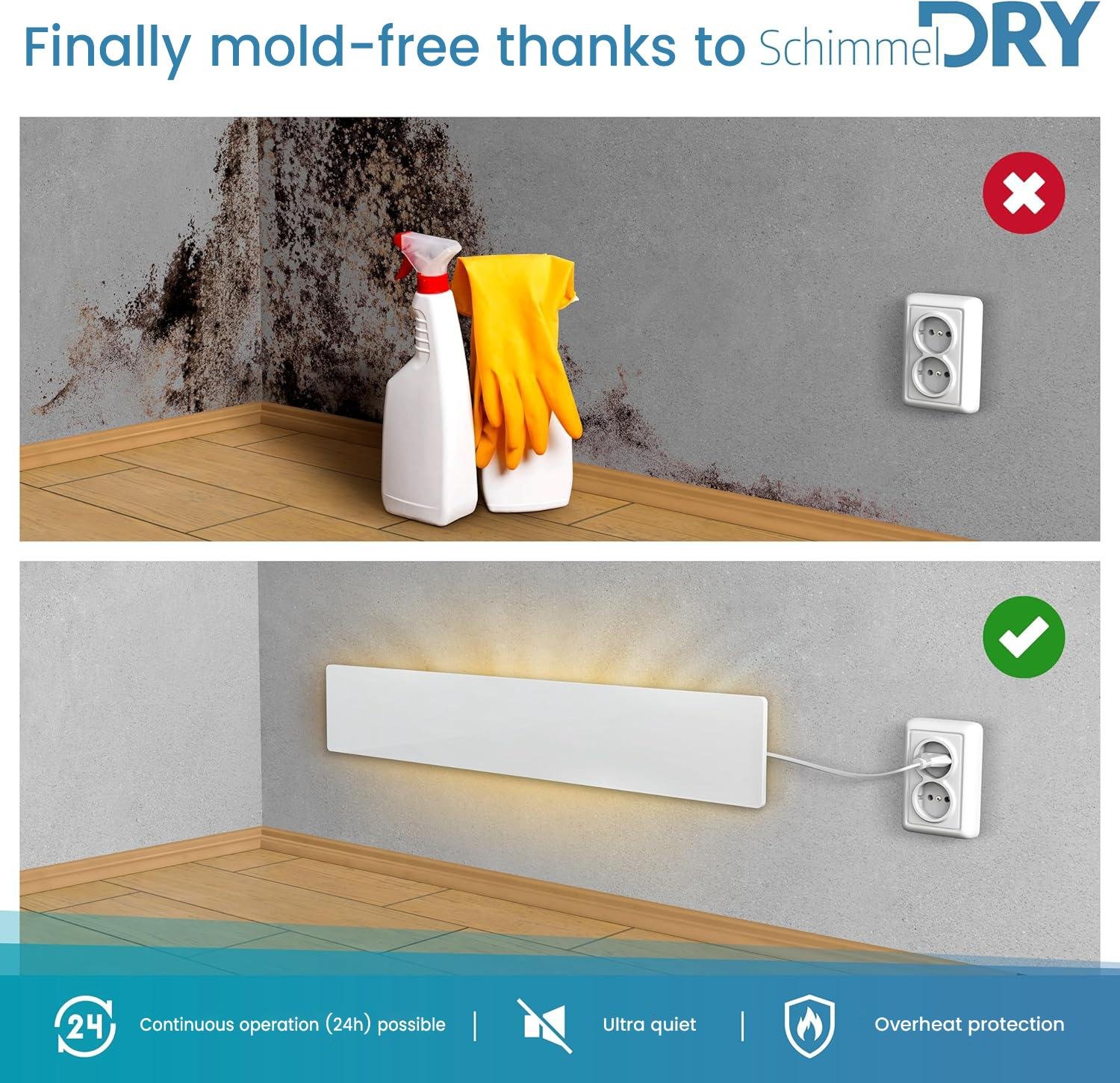 Mould Dry Set UK Plug - Mould Remover Wall Heating without Chemicals For Any Room