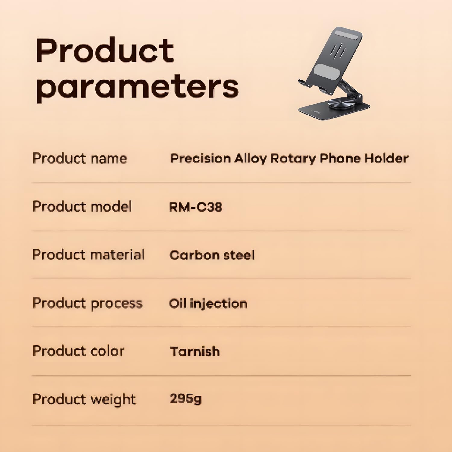 Remax Mena Mobile Phone Holder Metal Stand 360 Rotation, Reversed Charging Port Non-slip Triple Portable Table Phone Holder Foldable Phone Holder for Live Broadcast, Tarnish