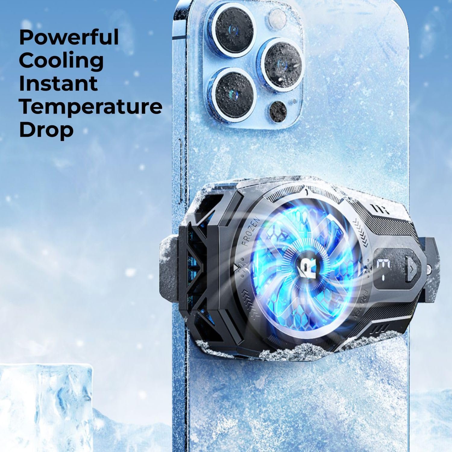 Remax Mena Icyzun Series Clamp Cooler for Phones and Tablets with Temperature Display, Cool RBG Light Effects, 69g