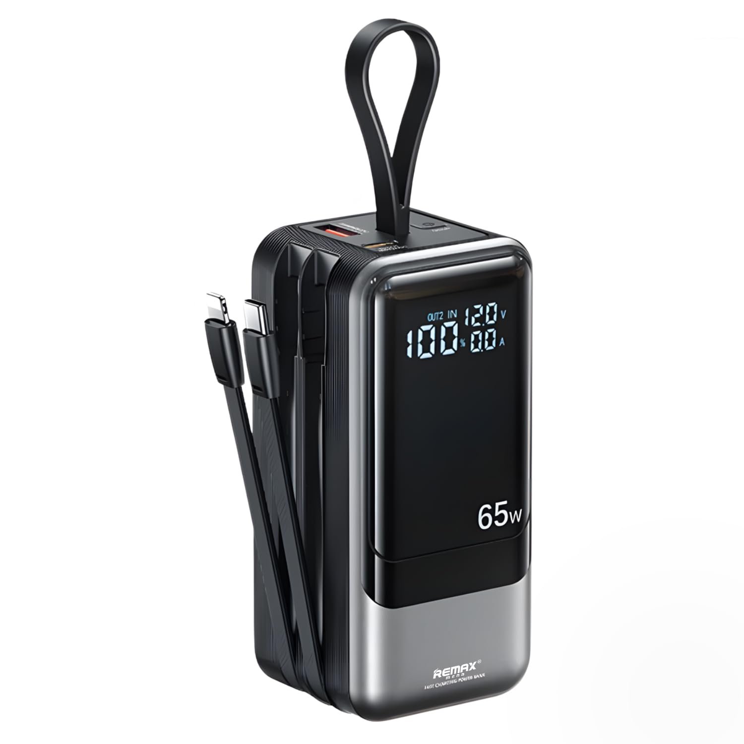 Remax Mena Power Bank 65W+60W PD+QC Fast Charging Dinba Series with 2 Data Cables, Battery Safe and Exlosion Proof, Ultra Long Battery 20000mAh